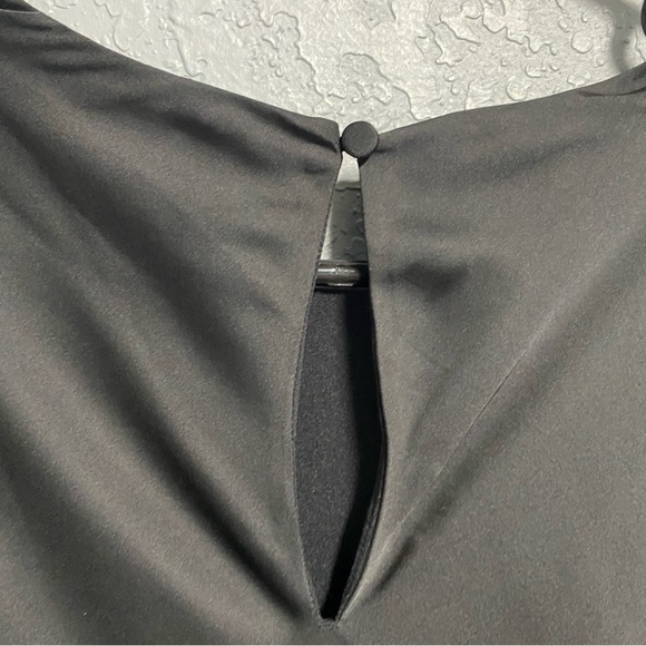 NEW EXPRESS $98 BLACK SATIN LONG SLEEVE ASYMMETRICAL HEM MAXI DRESS SIZE LARGE - Picture 8 of 12